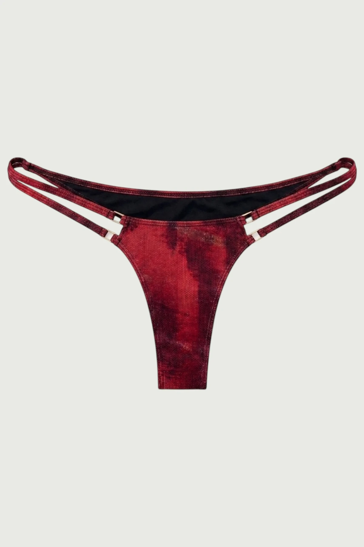 Bikini thong by Sartori atelier made in barcelona, reptile red pattern