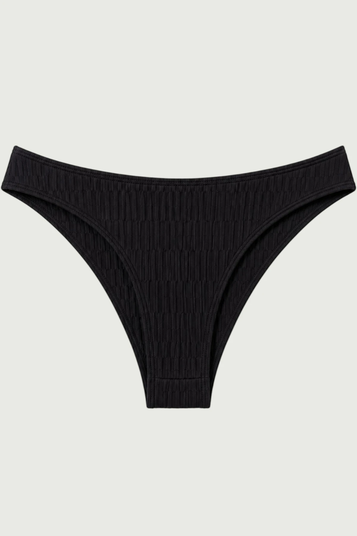 Diana bikini bottom slight high leg cut in black stunning textured swim pattern by Sartori Atelier